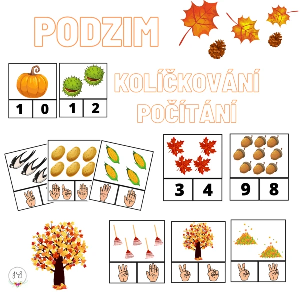 Podzim- počítání, kolíčkování 1