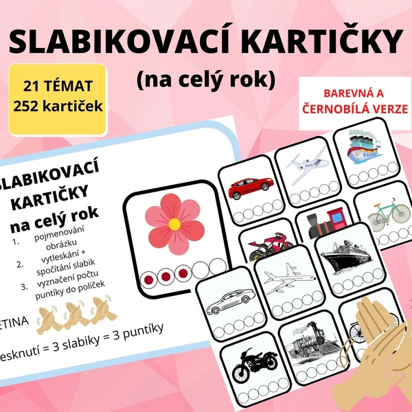 Slabikovací kartičky na celý rok 1