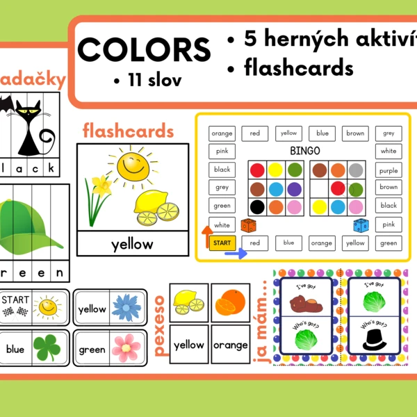 COLORS - 5 obľúbených hier + flashcards 1