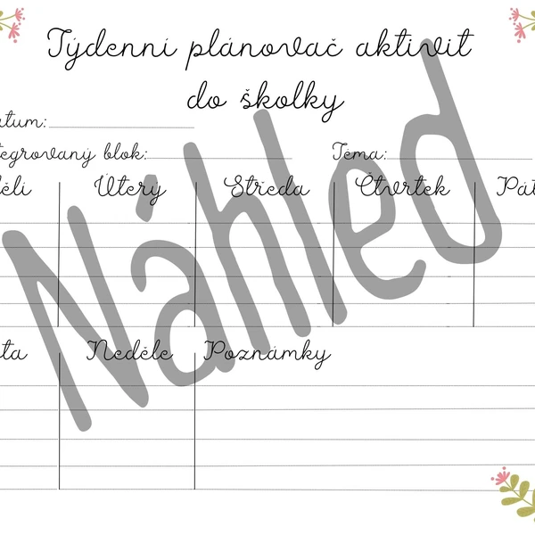 Týdenní plánovač do školky  1