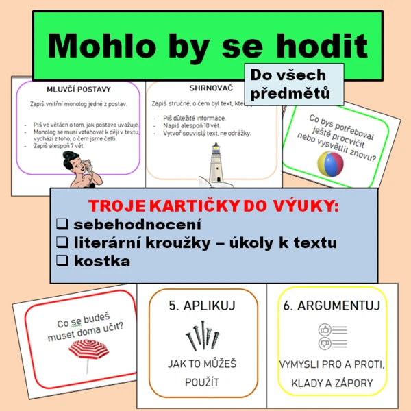 Kartičky - sebehodnocení + literární kroužky 1