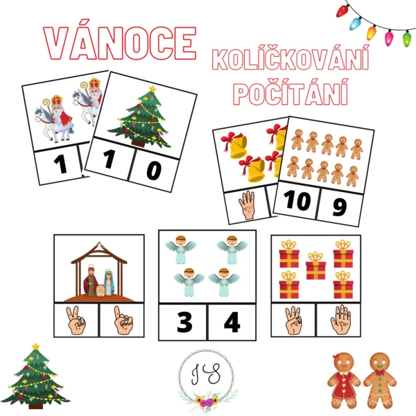 Vánoce - kolíčkování, počítání 1