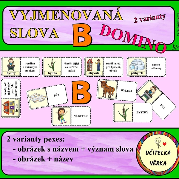 VYJMENOVANÁ SLOVA PO "B" - DOMINO 1