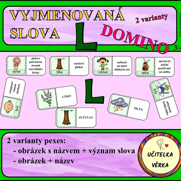 VYJMENOVANÁ SLOVA PO "L" - DOMINO 1
