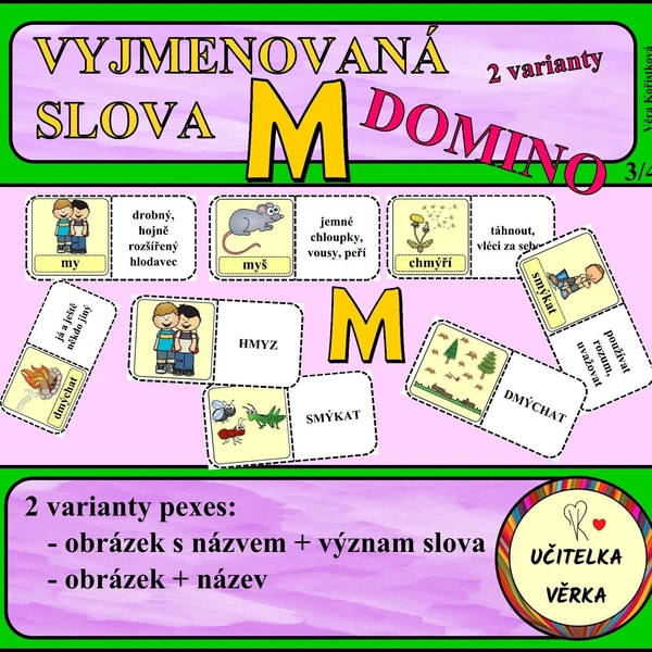 VYJMENOVANÁ SLOVA PO "M" - DOMINO 1
