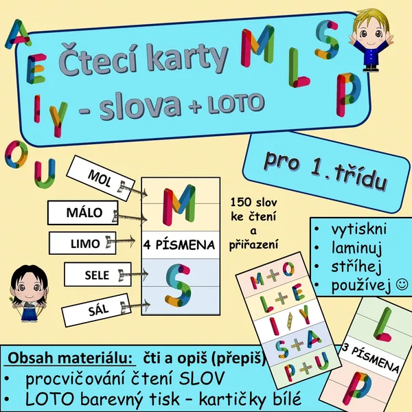 Čtecí karty - slova + loto 1