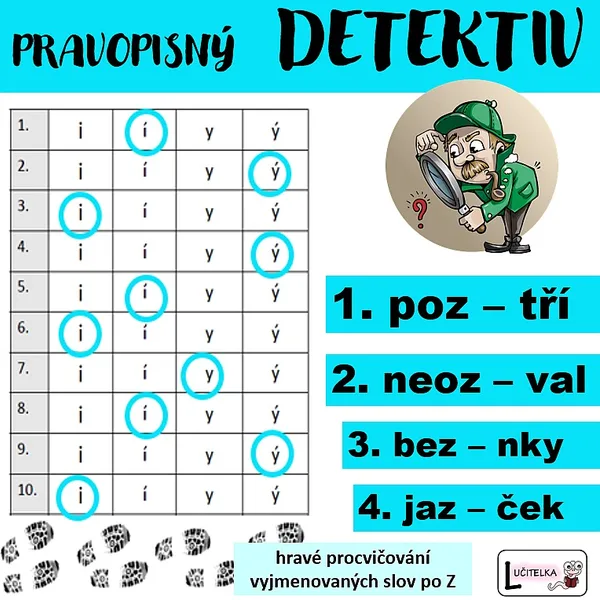 Pravopisný detektiv - vyjmenovaná slova po Z 1