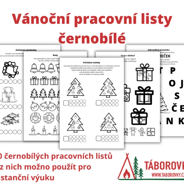 Vánoční pracovní listy černobílé 1