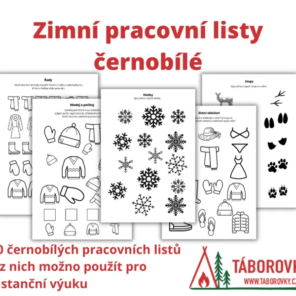 Zimní pracovní listy černobílé 1
