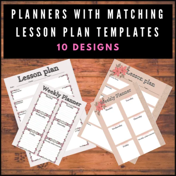 Printable weekly planners with matching lesson plans templates 10 designs 1