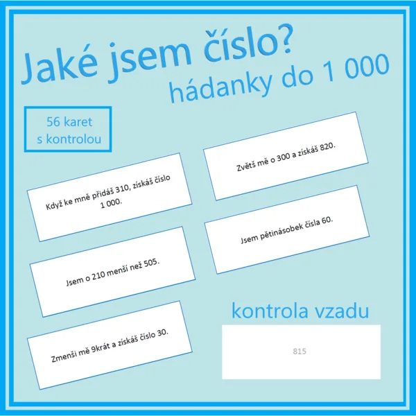 Jaké jsem číslo? Hádanky do 1 000 1
