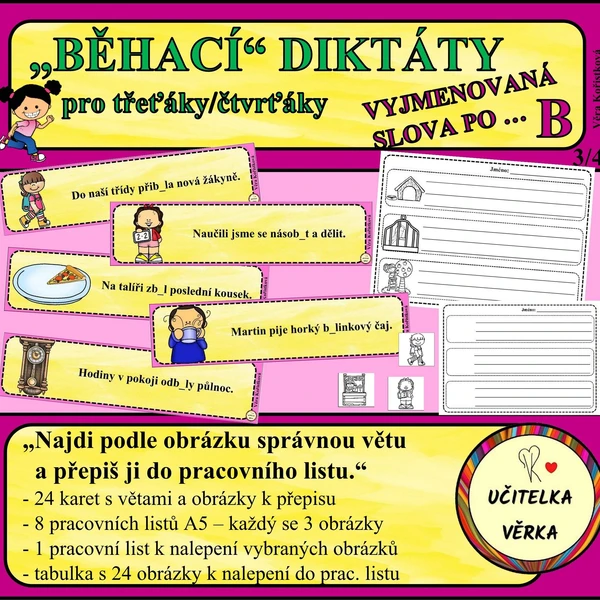 „BĚHACÍ“ DIKTÁTY pro třeťáky/čtvrťáky - VYJMENOVANÁ SLOVA PO B 1