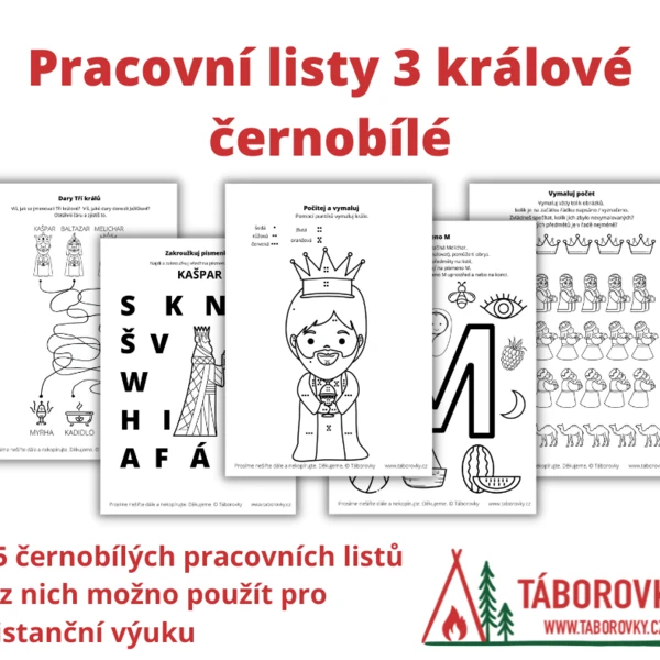 Pracovní listy 3 králové černobílé 1