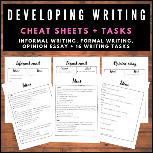 Writing cheat sheets + 16 writing tasks 1