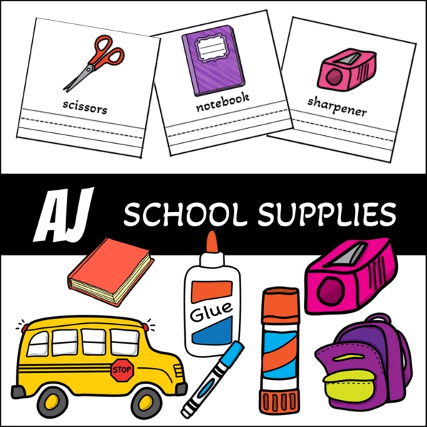 AJ - school supplies, školní pomůcky (opis, překlad, slovíčka) 1