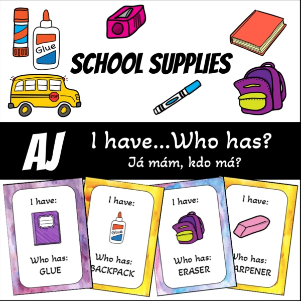 I have...Who has? Já mám, kdo má - school supplies 1