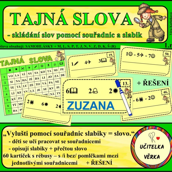TAJNÁ SLOVA - skládání slov pomocí souřadnic 1