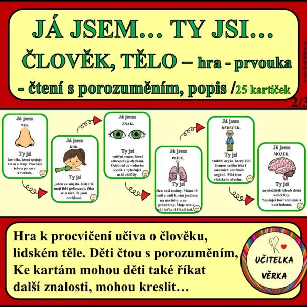 JÁ JSEM... TY JSI... - ČLOVĚK, LIDSKÉ TĚLO - prvouka - hra 1