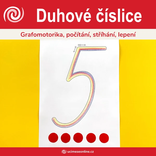 Duhové číslice - grafomotorika, počítání, stříhání a lepení 1