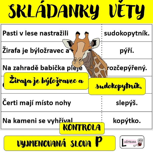 Skládanky - věty na vyjmenovaná slova po P 1