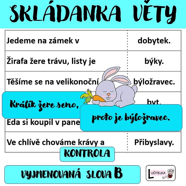 Skládanky - věty na vyjmenovaná slova po B  1