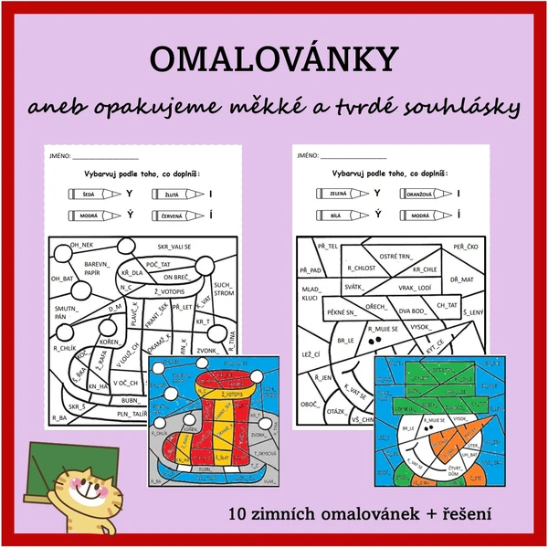 Omalovánky - měkké a tvrdé souhlásky 1