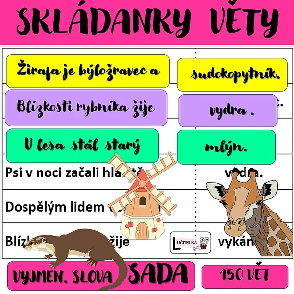 Skládanky - věty na vyjmenovaná slova - komplet sada 1