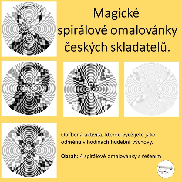 Magické spirálové omalovánky hudebních skladatelů 1