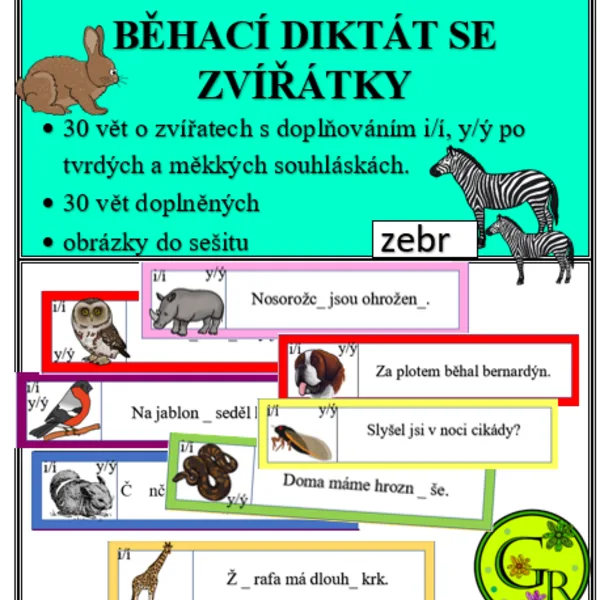 Běhací diktát se zvířátky 1