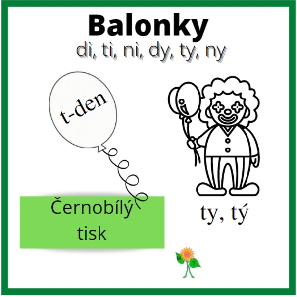 Balonky - di, ti, ni, dy, ty, ny 1