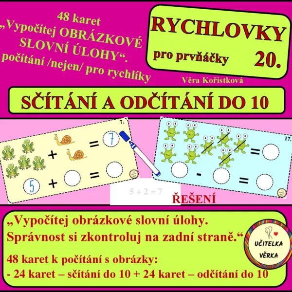 RYCHLOVKY 20 - OBRÁZKOVÉ SLOVNÍ ÚLOHY - /+ a - do 10/ 1