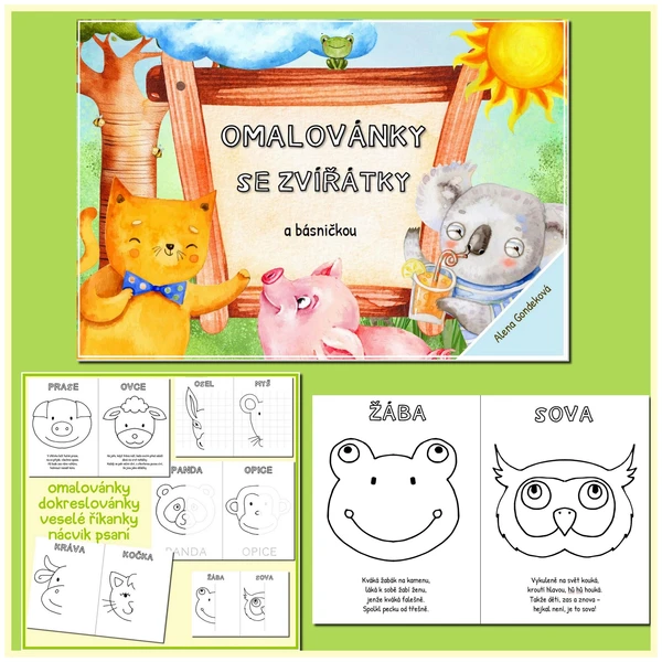 Omalovánky, dokreslovánky, říkanky a nácvik psaní 1
