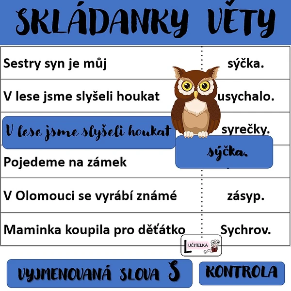 Skládanky - věty na vyjmenovaná slova po S 1