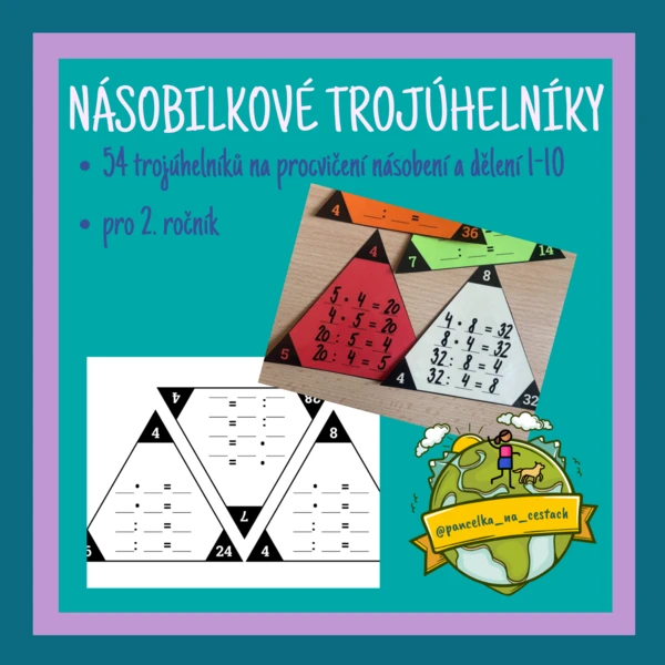 Násobilkové trojúhelníky - procvičování násobení a dělení do 100 1