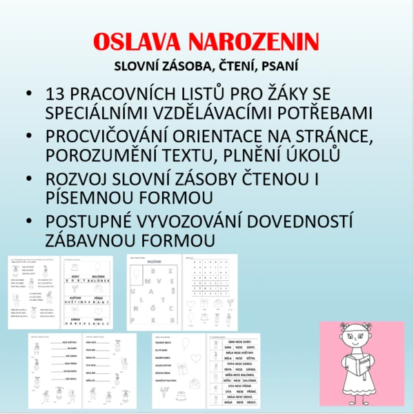 Oslava narozenin - slovní zásoba 1