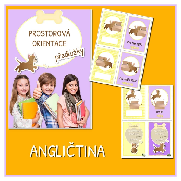PŘEDLOŽKY/PROSTOROVÁ ORIENTACE - komunikační karty ANGLIČTINA 1