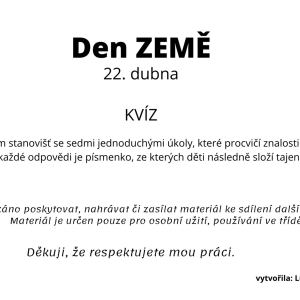 Den ZEMĚ - Kvíz 1