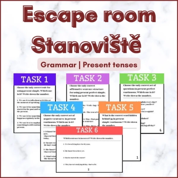 Escape room | Stanoviště | Gramatika přítomné časy 1