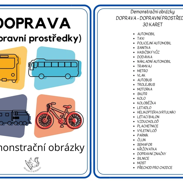 DOPRAVNÍ PROSTŘEDKY - demonstrační obrázky 1