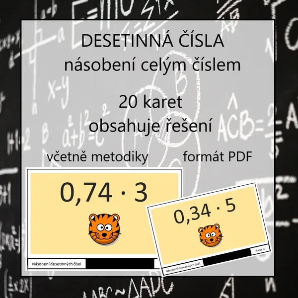 Násobení desetinných čísel (celým číslem) - karty 1