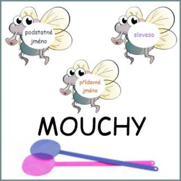 Mouchy - podstatná jména, přídavná jména, slovesa 1