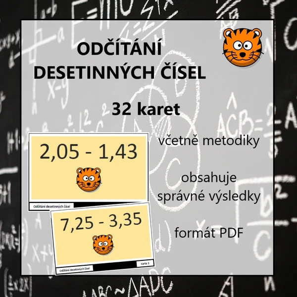 Odčítání desetinných čísel (dvě místa) - karty 1