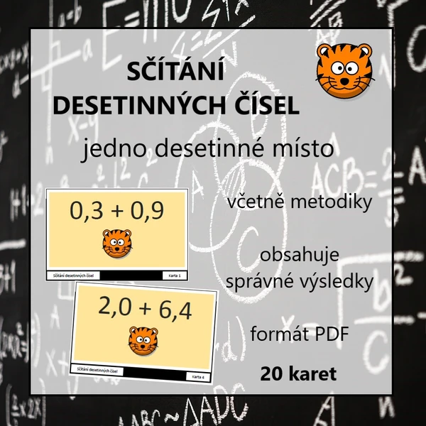 Sčítání desetinných čísel (jedno místo) - karty 1