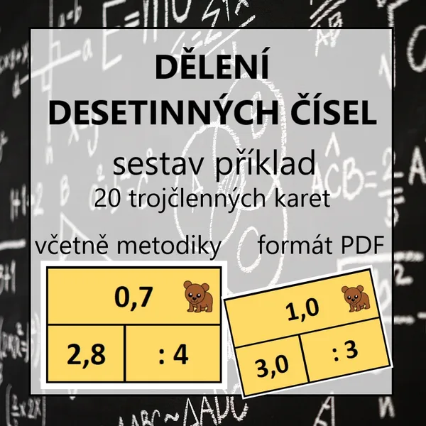 Sestav příklad - DESETINNÁ ČÍSLA - dělení celým číslem 1