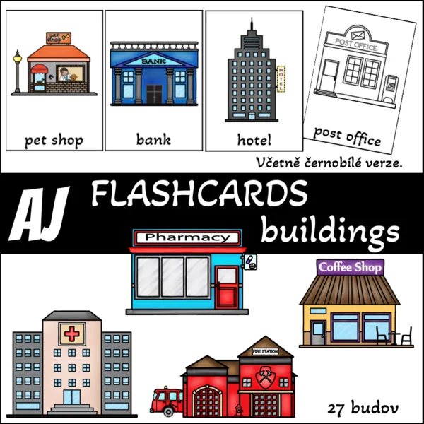 Flashcards - buildings (budovy) - my town 1