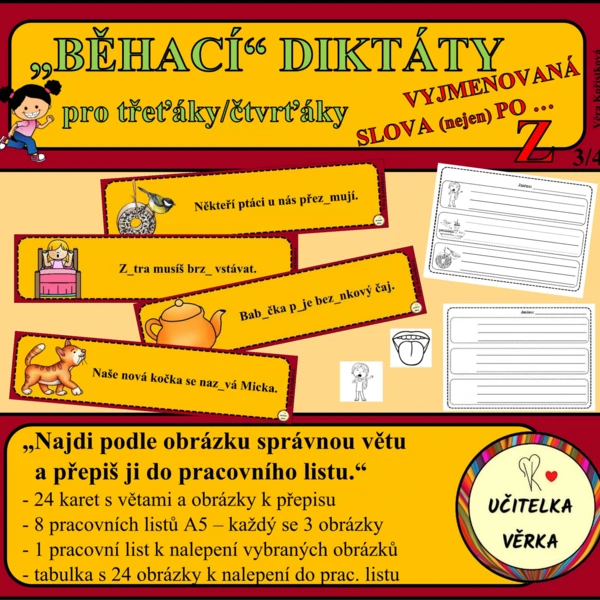 „BĚHACÍ“ DIKTÁTY pro třeťáky/čtvrťáky - VYJMENOVANÁ SLOVA PO Z 1