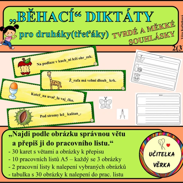 "BĚHACÍ" DIKTÁTY pro druháky - TVRDÉ A MĚKKÉ SOUHLÁSKY 1