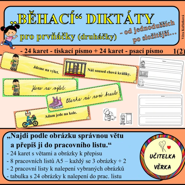 "BĚHACÍ" DIKTÁTY - VĚTY PRO PRVŇÁČKY (druháčky) 1