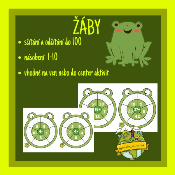 Žáby - sčítání, odčítání a násobení do 100 1