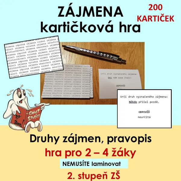Zájmena - kartičková hra  1